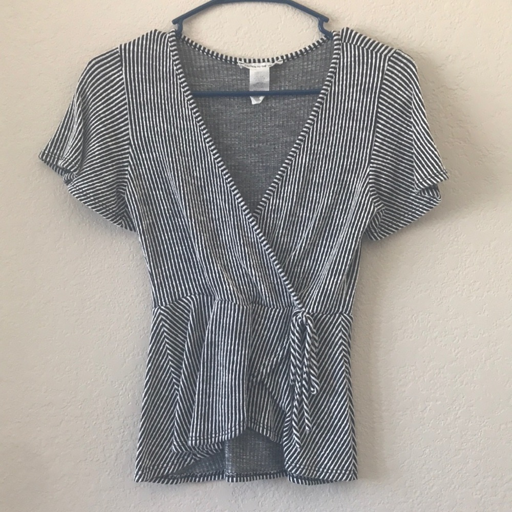 Caution to the Wind Flowy Tie-Front Peplum Blouse